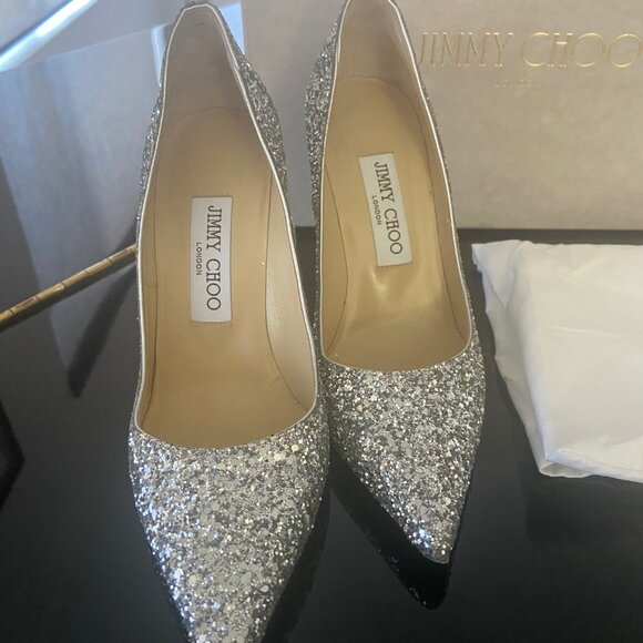 GENTLY WORN ONCE JIMMY CHOO GLITTER PUMPS - SIZE 36/6 - Picture 2 of 4